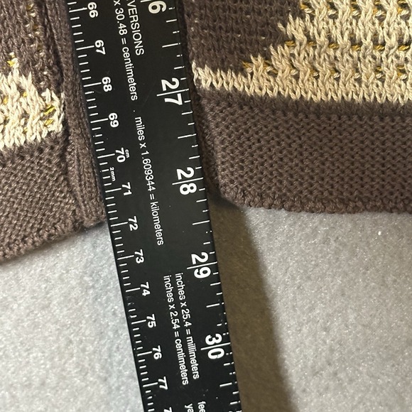 Massive Luxury Edition Sweater Mens Large Brown Tan Floral Knit Button Up Retro - Picture 5 of 8